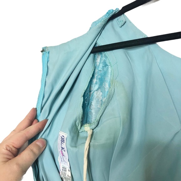 Vintage Mike Benet 60s Blue Lace Overlay Dress - Picture 14 of 15